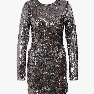 Bardot Sequin Long Sleeve Mini Dress